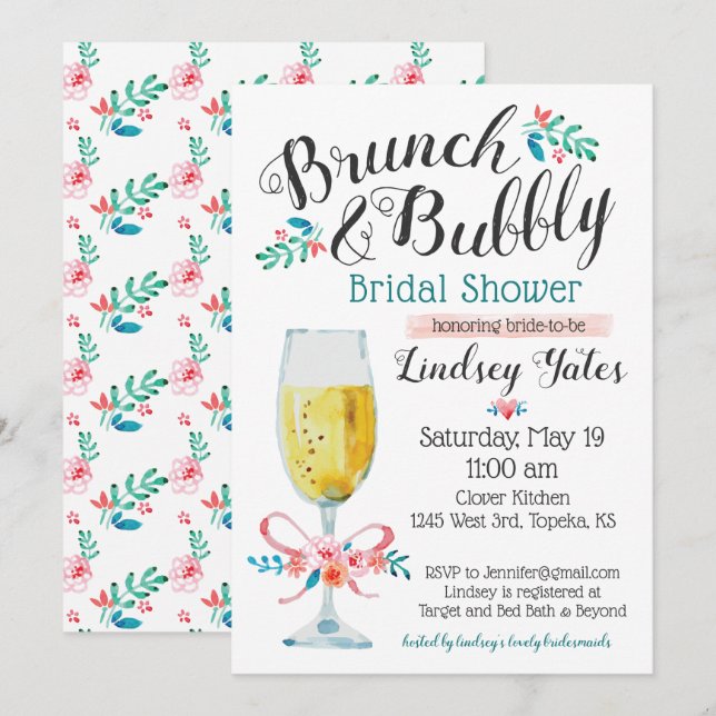 Invitación Ducha nupcial de brunch (Anverso / Reverso)