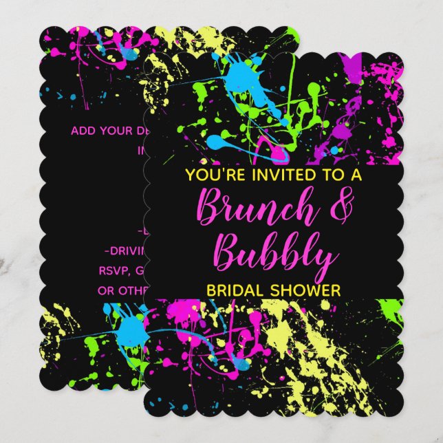 Invitación Ducha nupcial de brunch bubbly (Anverso / Reverso)