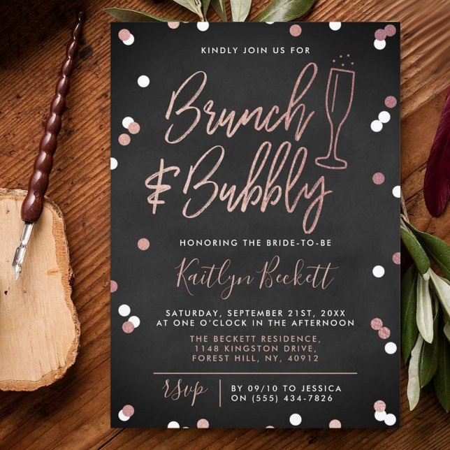 Invitación Ducha nupcial de Brunch & Bubbly Confetti (Subido por el creador)