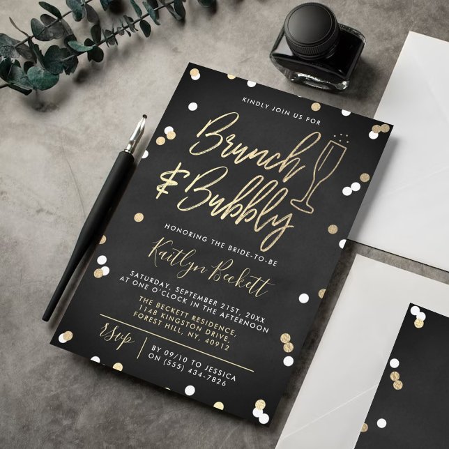 Invitación Ducha nupcial de Brunch & Bubbly Confetti (Subido por el creador)