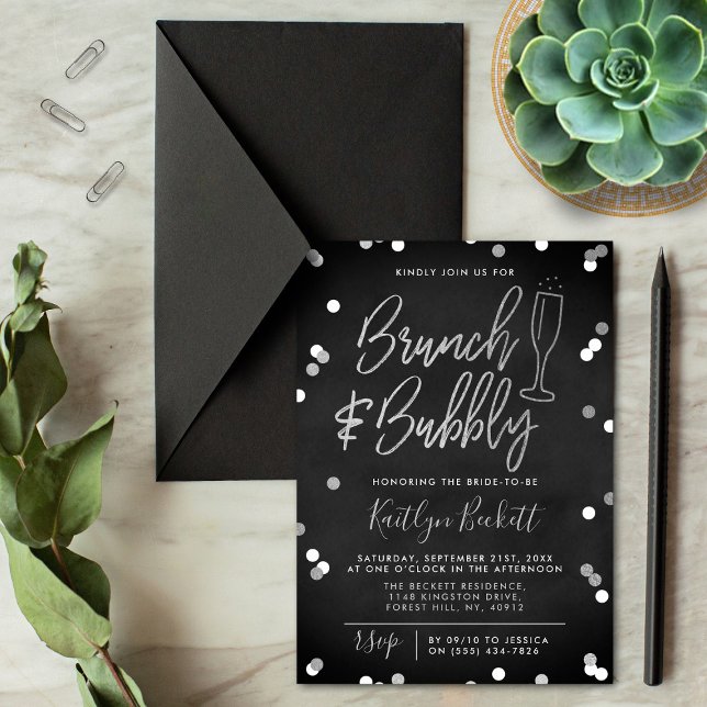 Invitación Ducha nupcial de Brunch & Bubbly Confetti (Subido por el creador)