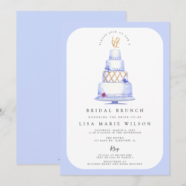 Invitación Ducha nupcial de brunch con decoración de pasteles (Anverso / Reverso)