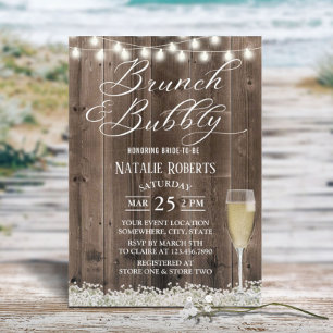 Invitación Ducha nupcial de brunch y bubbly rustic Baby's Bre
