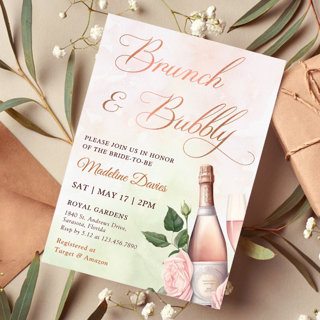 Invitación Ducha nupcial de Brunéi y Bubbly Champagne (Subido por el creador)