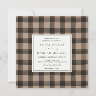 Invitación Ducha nupcial de Buffalo Plaid Kraft