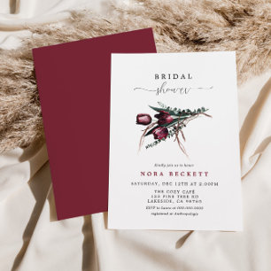 Invitación Ducha nupcial de Bunch con flores de borgoña