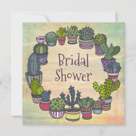 Invitación Ducha nupcial de cactus coloridos