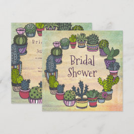 Invitación Ducha nupcial de cactus coloridos