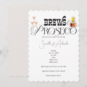 Invitación Ducha nupcial de cervecería y prosecco