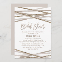 Invitación Ducha nupcial de Champagne y Ivory Streamers