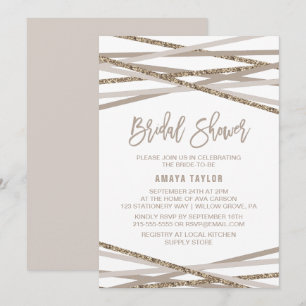Invitación Ducha nupcial de Champagne y Ivory Streamers
