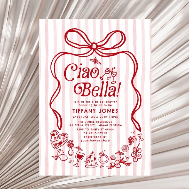 Invitación Ducha nupcial de ciao bella roja italiana (Subido por el creador)