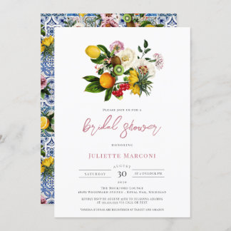 Invitación Ducha nupcial de Citrus floral de mosaico mediterr