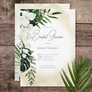 Invitación Ducha nupcial de color arena tropical Boho