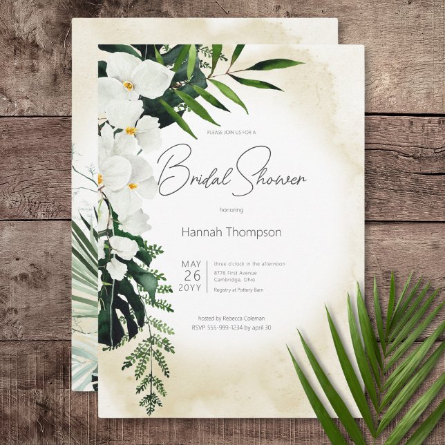 Invitación Ducha nupcial de color arena tropical Boho (Boho Tropical Sand Watercolor Bridal Shower Invitation)