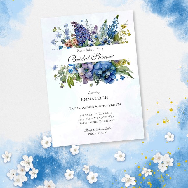 Invitación Ducha nupcial de color azul violeta bohemio (Subido por el creador)