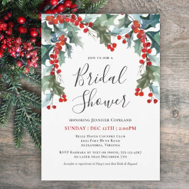 Invitación Ducha nupcial de color de color verde de vacacione