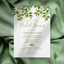 Invitación Ducha nupcial de color verde botánico