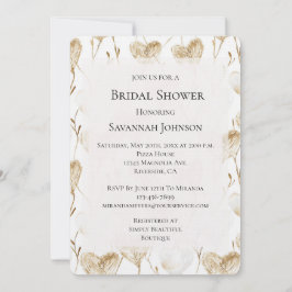 Invitación Ducha nupcial de corazón de crema marrón