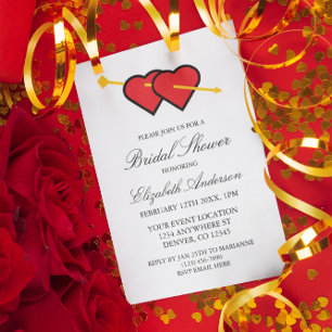 Invitación Ducha nupcial de corazones románticos minimalistas