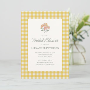 Invitación Ducha Nupcial de Cuadros Amarillos Florales Acuare