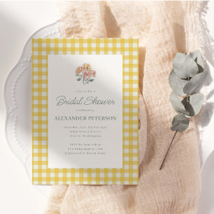Invitación Ducha Nupcial de Cuadros Amarillos Florales Acuare