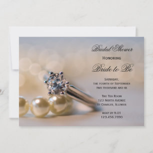 Invitación Ducha nupcial de diamantes y perlas
