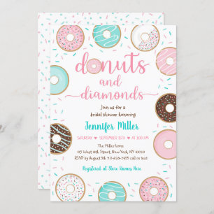 Invitación Ducha nupcial de donuts y diamantes