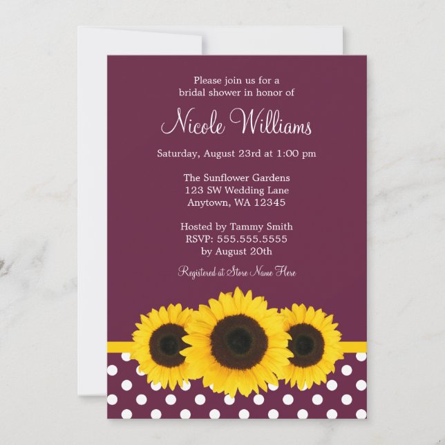 Invitación Ducha nupcial de dot de polka de las profundidades (Anverso)