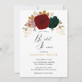 Invitación Ducha nupcial de esmeralda de borgoña de oro austr