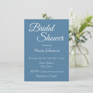 Invitación Ducha Nupcial de Estilo Simple Azul Francés