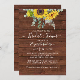 Invitación Ducha nupcial de Eucalipto de girasol de madera rú