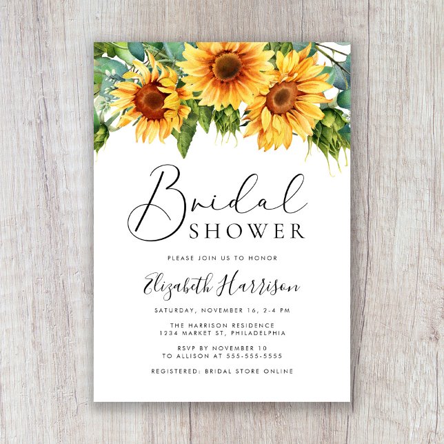 Invitación Ducha nupcial de eucalipto de girasol ruso (Subido por el creador)