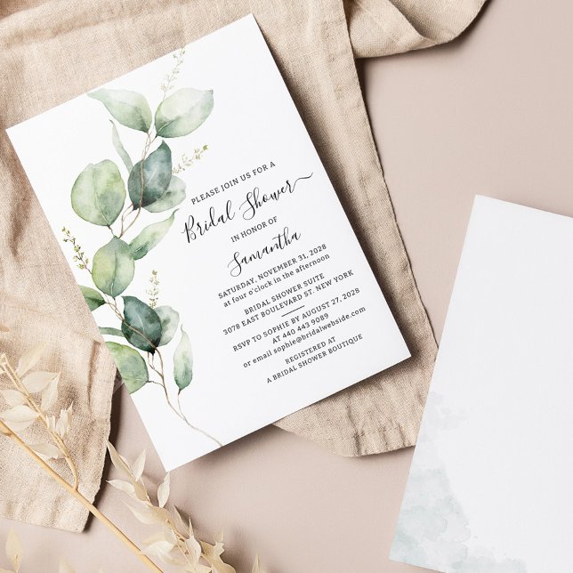 Invitación Ducha nupcial de eucalipto minimalista (Subido por el creador)