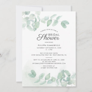 Invitación Ducha nupcial de eucalipto minimalista