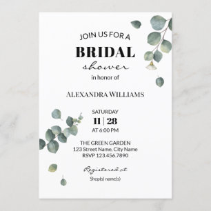 Invitación Ducha nupcial de Eucalipto verde