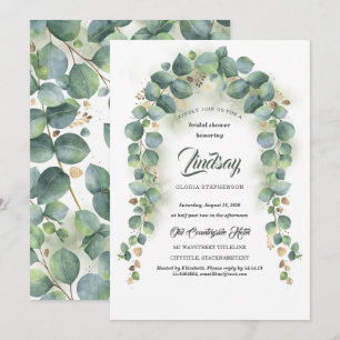 Invitación Ducha nupcial de Eucalipto y de Oro en la vegetaci