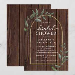 Invitación Ducha nupcial de Eucalyptus Gold Arch