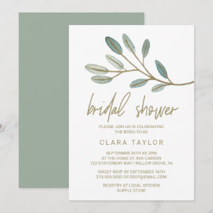 Invitación Ducha nupcial de Eucalyptus vendida de oro