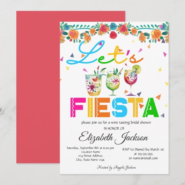 Invitación Ducha nupcial de Fiesta Mexicana (Anverso / Reverso)