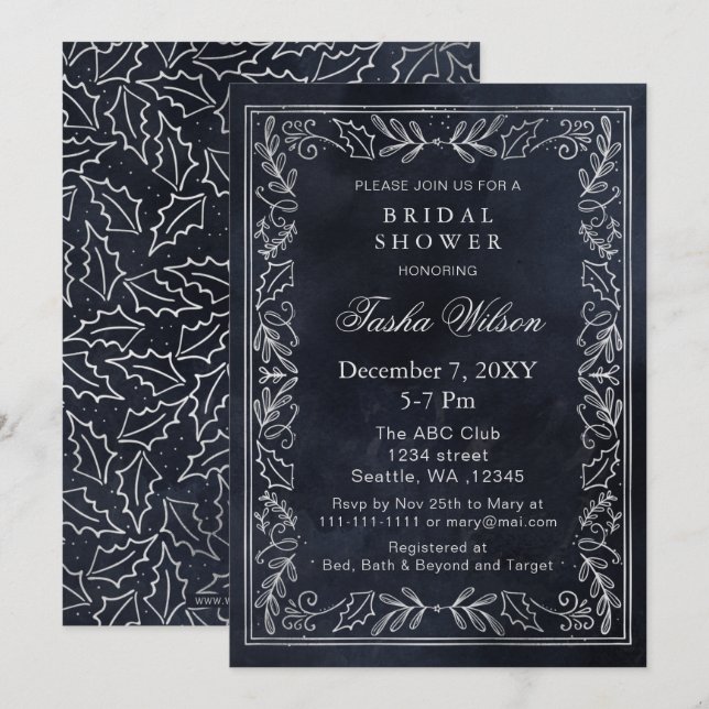Invitación Ducha nupcial de floración de selva de invierno de (Anverso / Reverso)