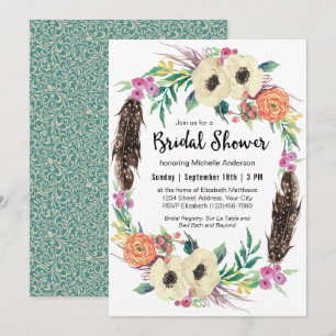 Invitación Ducha nupcial de flores de Boho