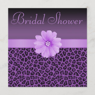 Invitación Ducha nupcial de flores de leopardo púrpura
