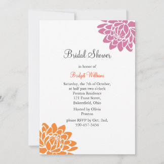 Invitación Ducha nupcial de flores de Lotus (naranja)