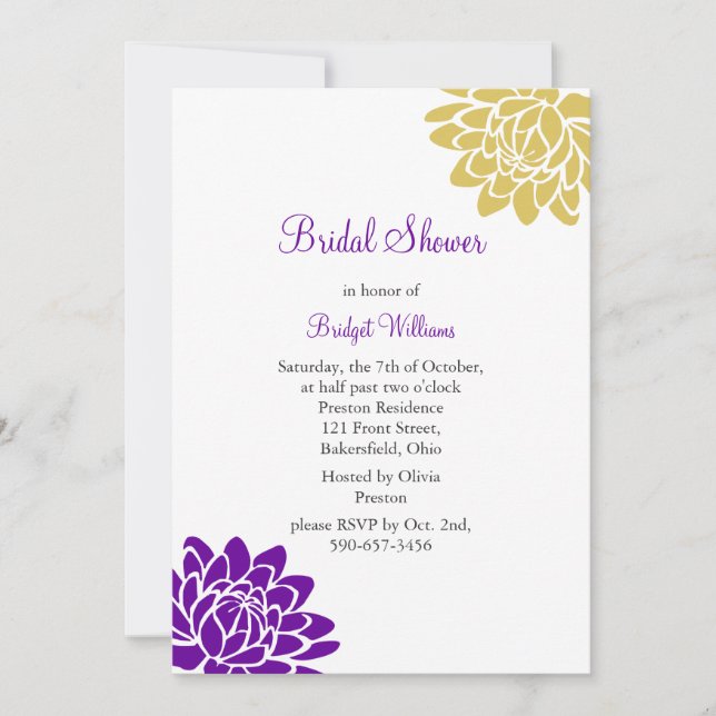 Invitación Ducha nupcial de flores de Lotus (púrpura) (Anverso)