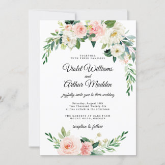 Invitación Ducha nupcial de flores rosadas Rubor