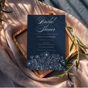 Invitación Ducha nupcial de flores silvestres azul de la mari