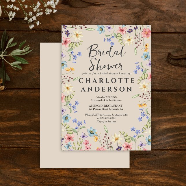 Invitación Ducha nupcial de flores silvestres botánicas rusas (Subido por el creador)