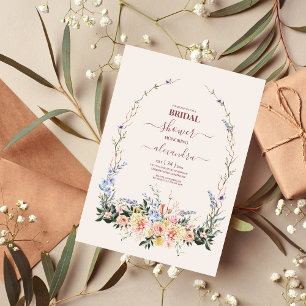 Invitación Ducha nupcial de flores silvestres de color neutro