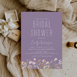 Invitación Ducha nupcial de flores silvestres de púrpura Boho